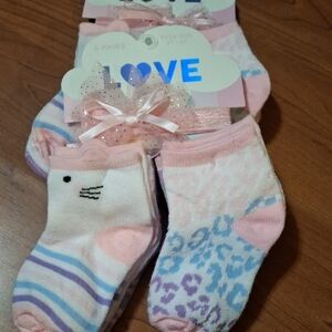 Love Pink and Purple Kids Socks Set 12 Pair (Soc005)